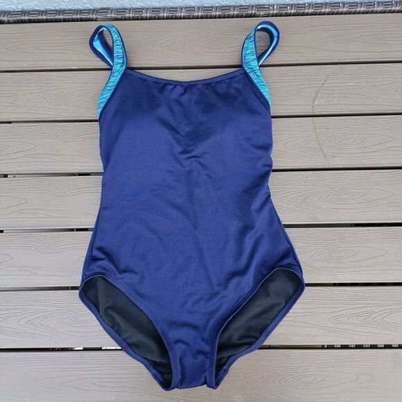 TYR Women's Mantra Solid Square Neck Navy Controlfit 1 Piece Sz 8 New Sample - Picture 1 of 2